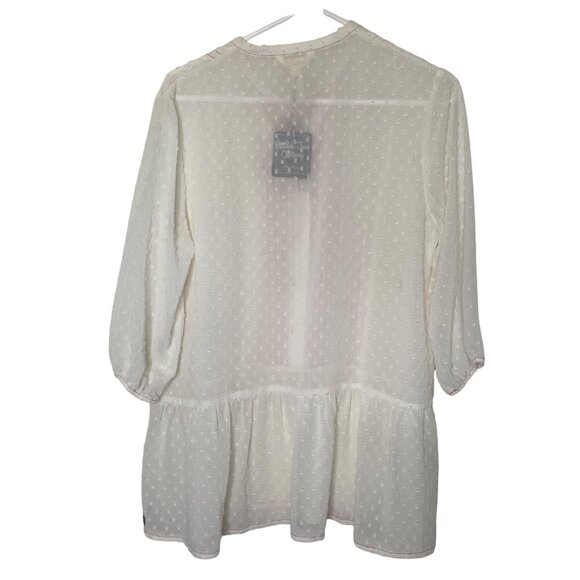 NWT Matilda Jane Blouse Womens Size M White Swiss Dot Peasant Button-Up Sheer - Picture 8 of 13
